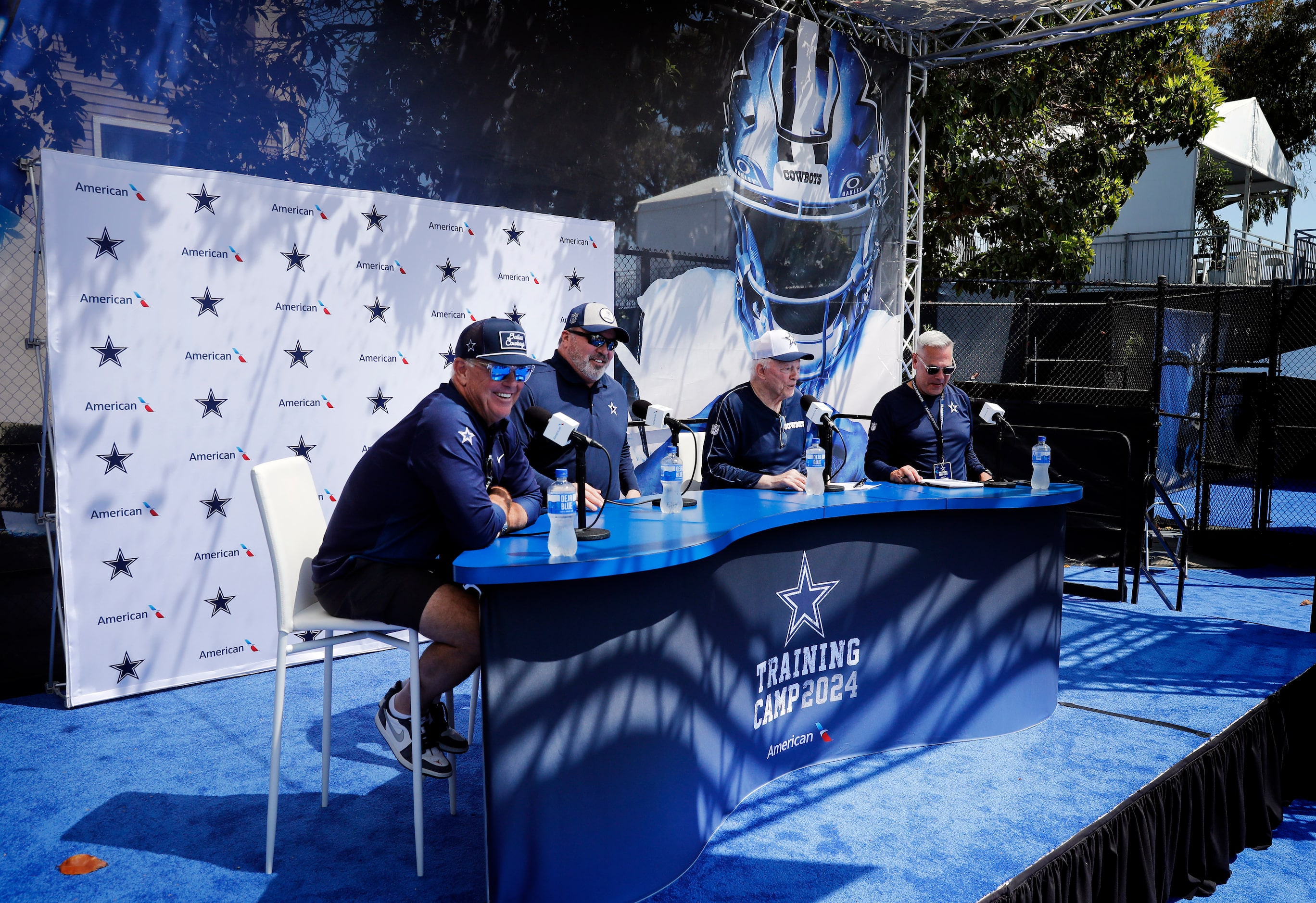 (From left) Dallas Cowboys executive vice president, CEO, and director of player personnel...