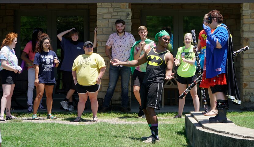 Jonte Davis, a staff member at the YMCA's Camp Carter in Fort Worth, gets his camp name...