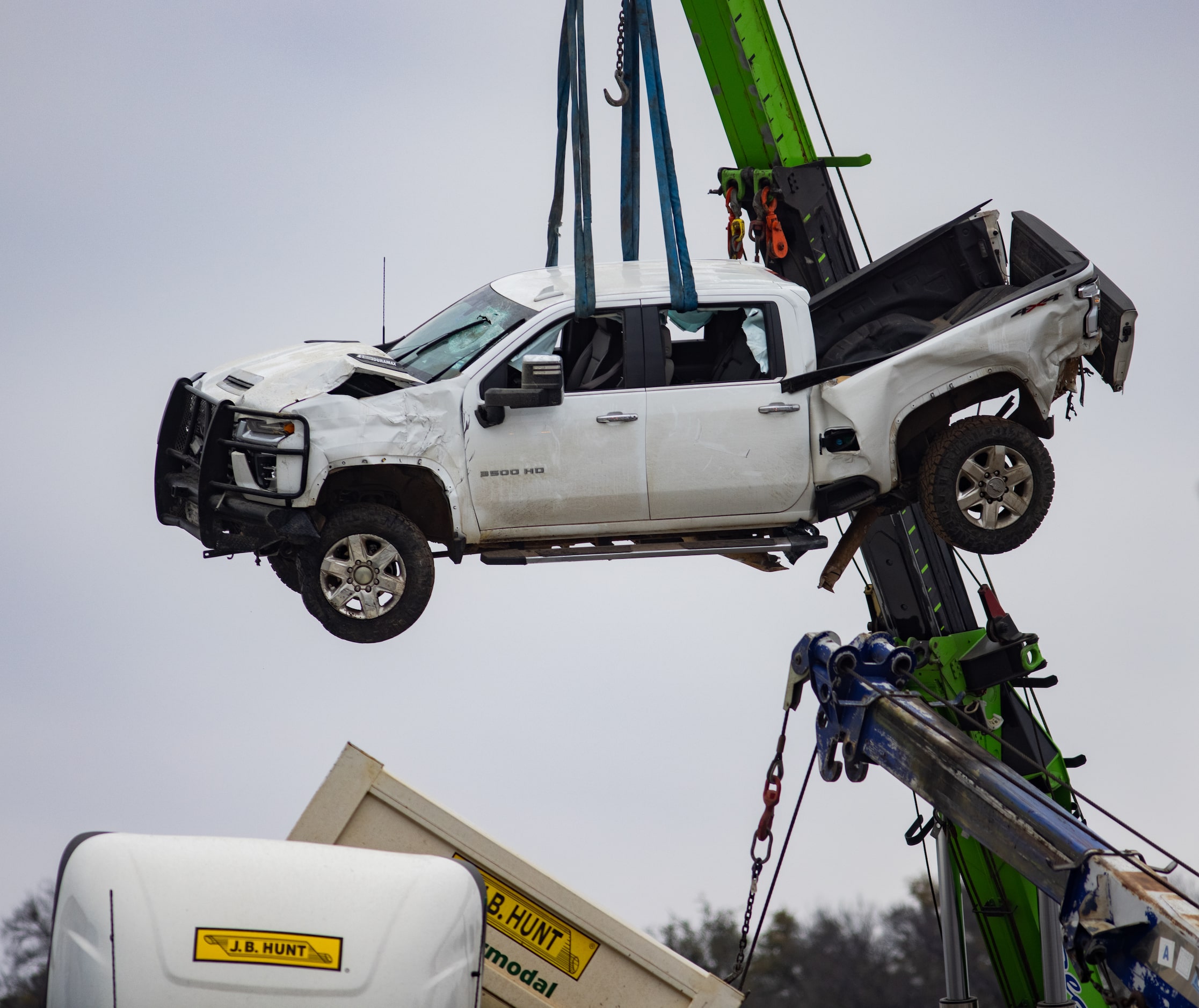 Emergency crews work to clear the mass casualty pile-up on I-35W and Northside Drive in Fort...