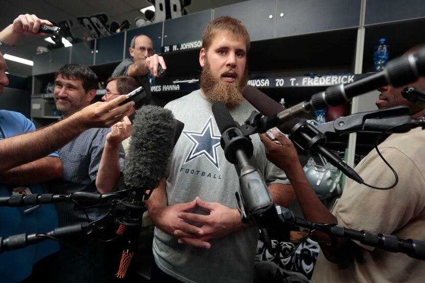 Travis Frederick doesn't seemed pressured by his status as a first-round pick, but he does...
