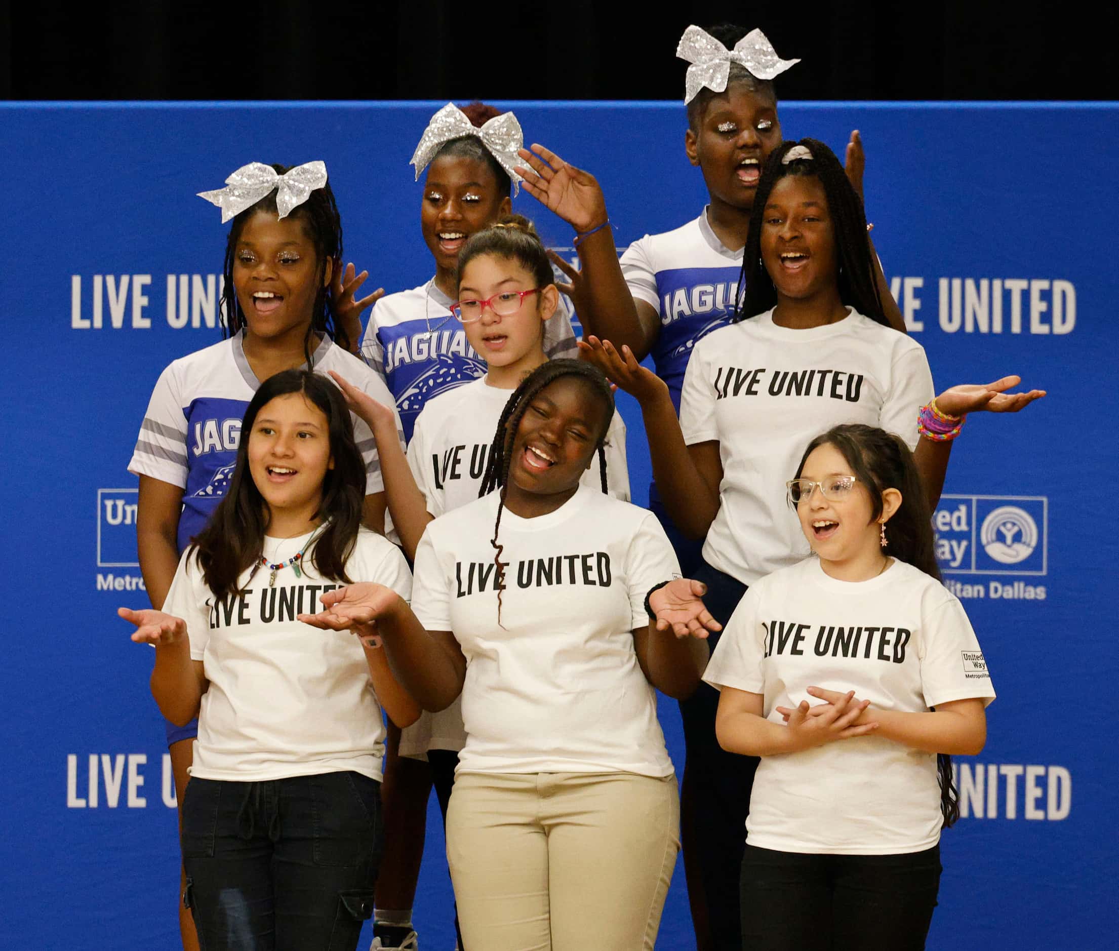 Students’ choir sings during a reading day event hosted by United Way of Metropolitan Dallas...