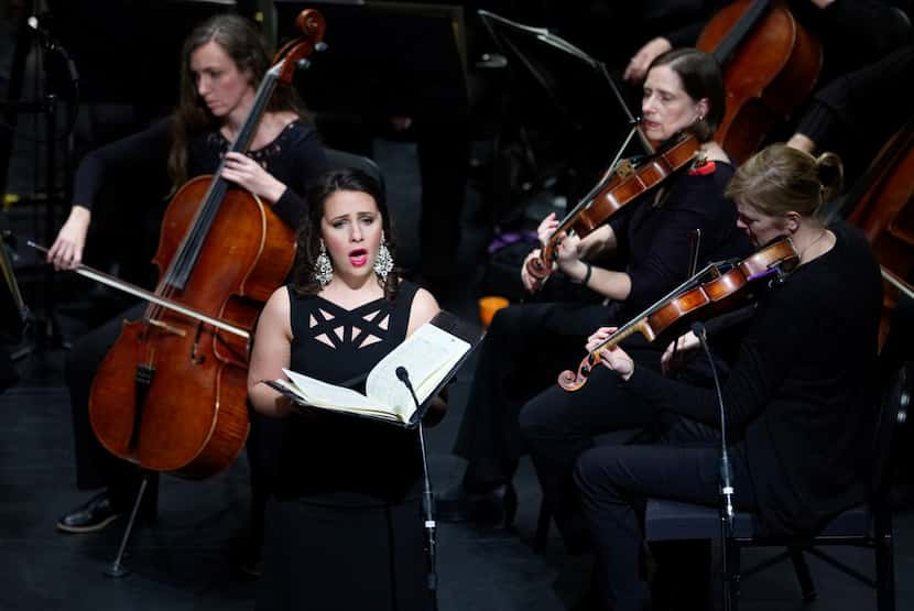 Soprano Julianna Emanski performs during the Dallas Choral Festival at Moody Performance...