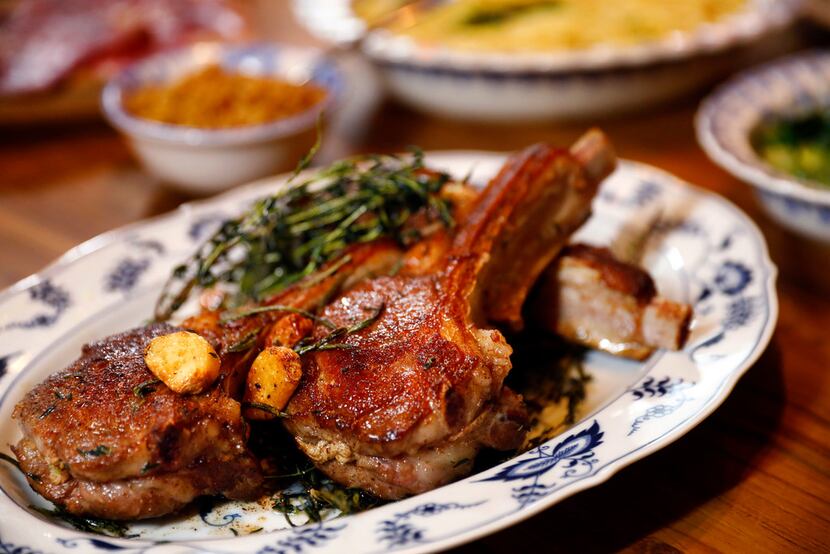Veal Chops with Garlic-Herb Browned Butter and Escarole