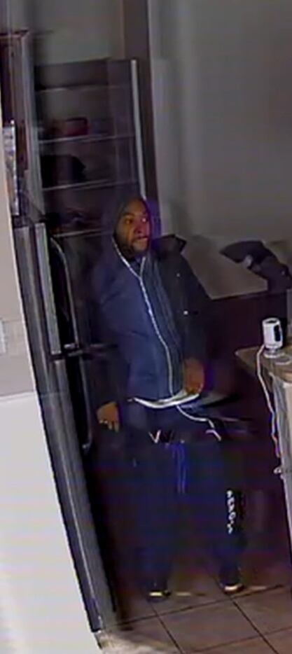 Security footage of a man suspected in two armed burglaries of a Fort Worth home.