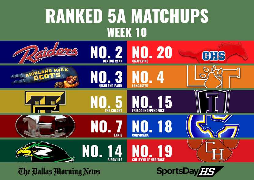 Ranked 5A matchups in Week 10.
