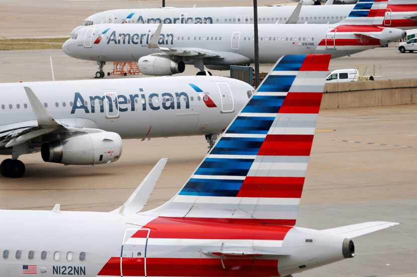 American Airlines planes in between Terminal A and C at DFW International Airport, on...