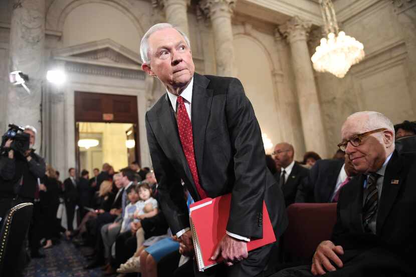 Sen. Jeff Sessions, R-Ala., before his Attorney General confirmation hearing at the Russell...