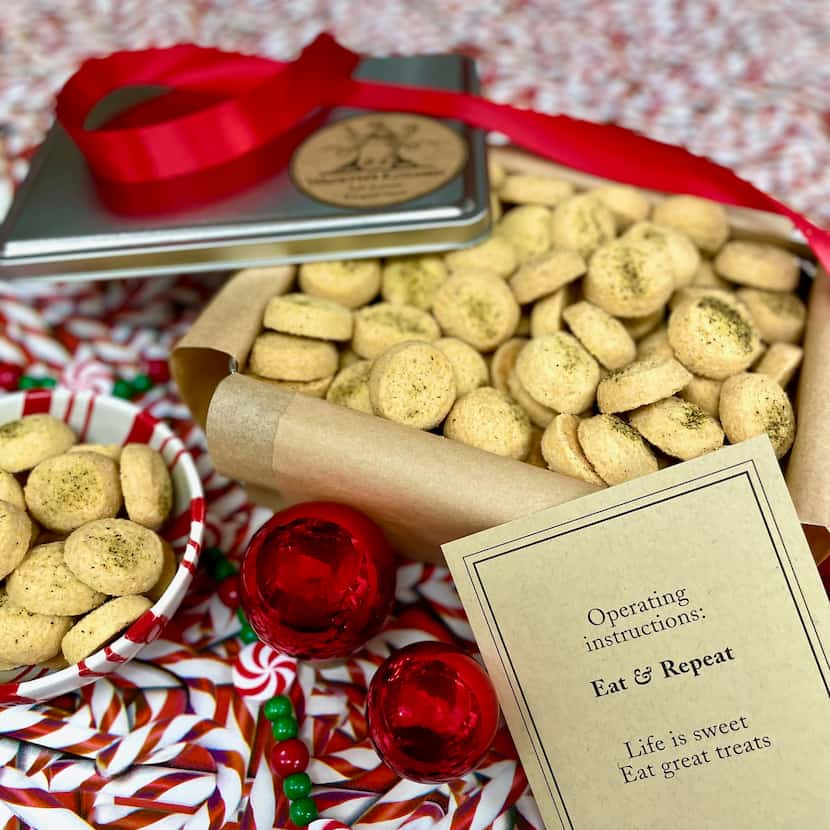 Wackym’s Kitchen Cornmeal Rosemary Shortbread Cookies are available in a holiday tin.