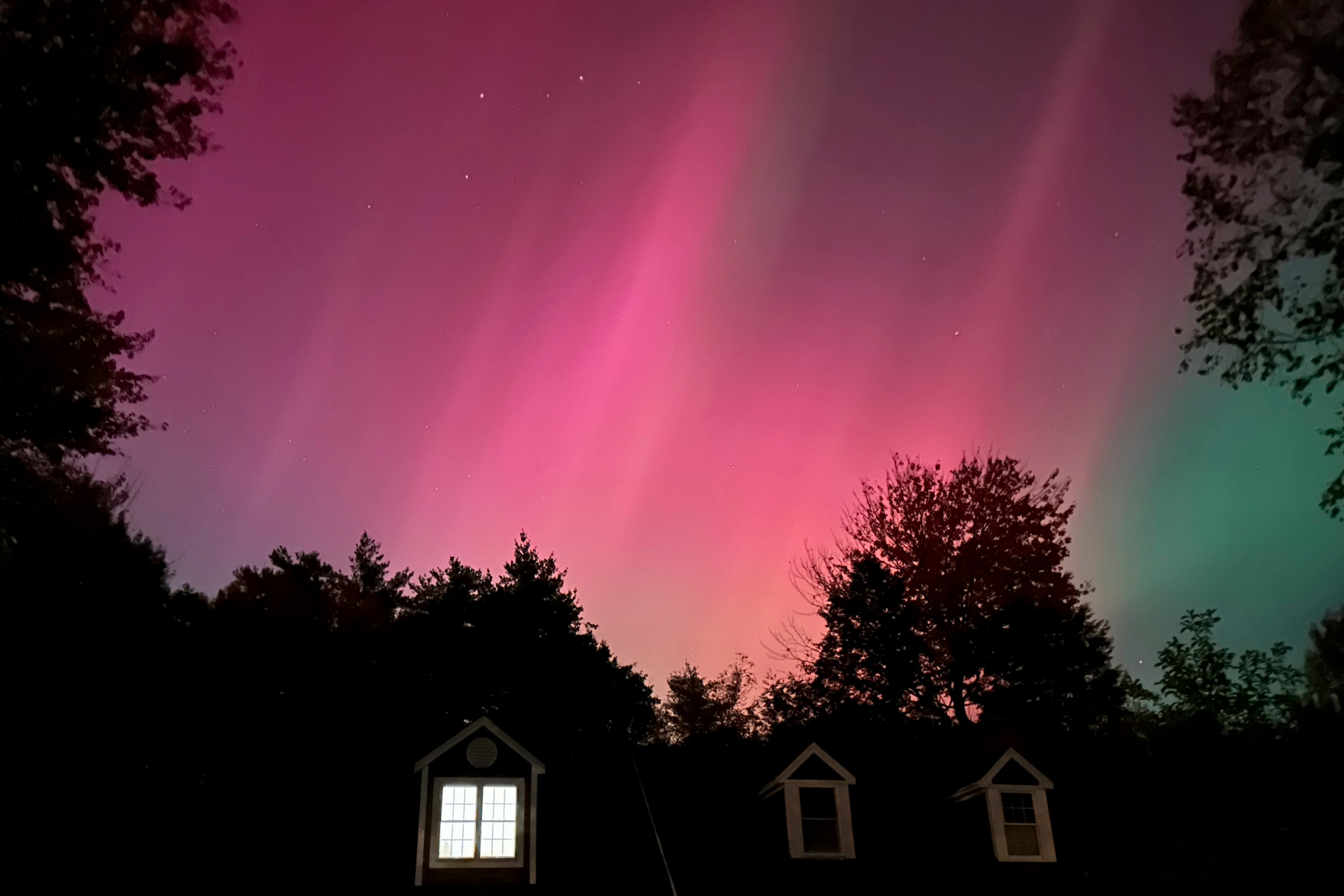 An aurora borealis is seen Thursday, Oct. 10, 2024, in Falmouth, Maine.