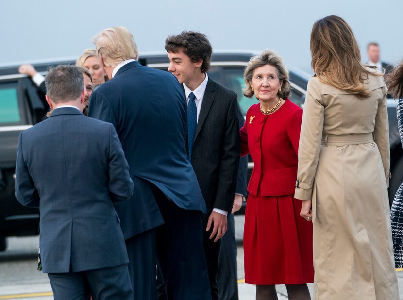 Kay Bailey Hutchison, the U.S. ambassador to NATO,  with President Donald Trump and first...