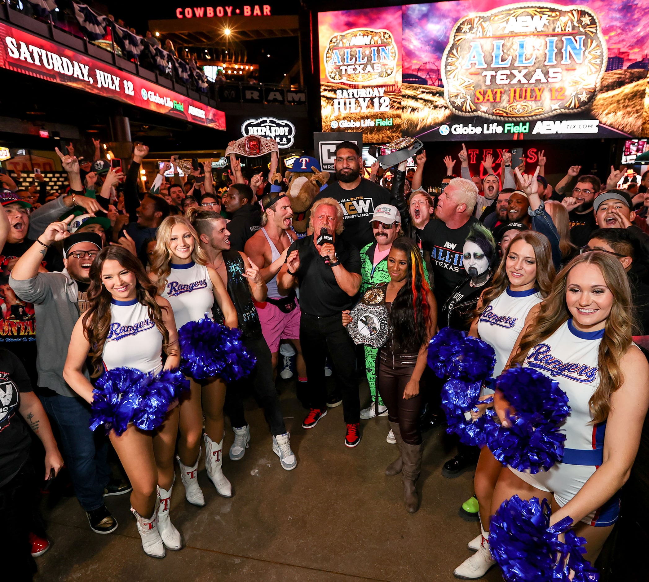 Jeff Jarrett greets the crowd during the All Elite Wrestling kickoff party on Wednesday,...