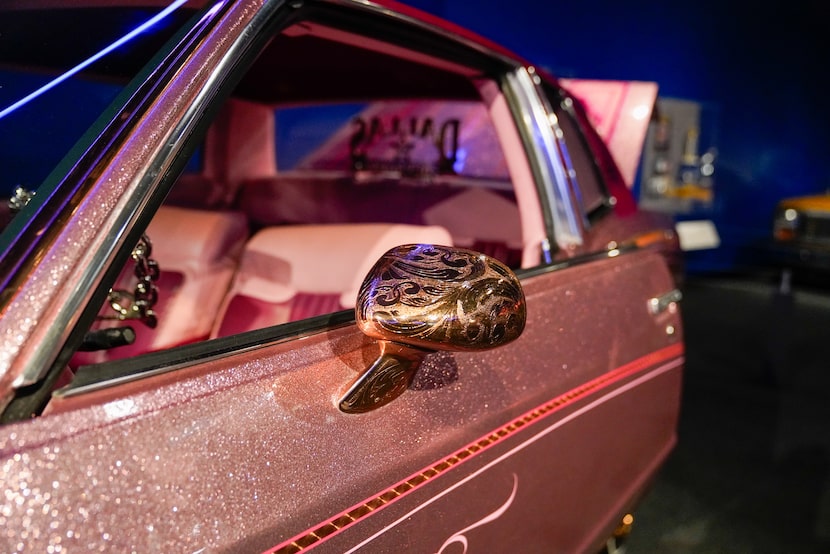 The side view mirrors on La Mera Mera were engraved by hand and dipped in rose gold chrome.