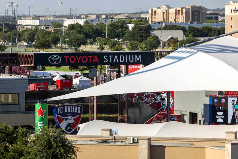 The Toyota Stadium is visible from Main Street in Frisco on Thursday, Aug. 3, 2023. Inter...