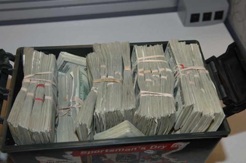 These one-hundred dollar bills were taken in an unrelated bank heist.