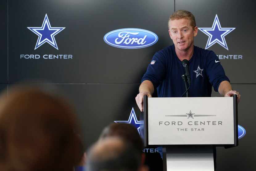Dallas Cowboys head coach Jason Garrett speaks during a press conference at the Dallas...