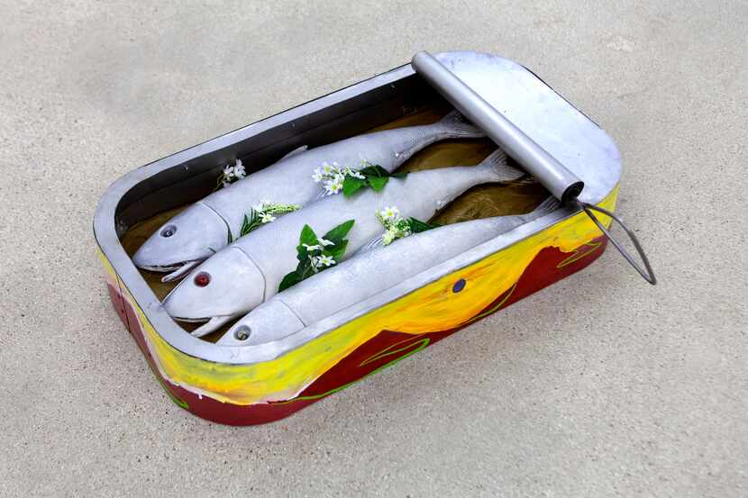 'Middle Voice,' Justine Melford-Colegate’s sculpture of three sardines in a tin, is among...