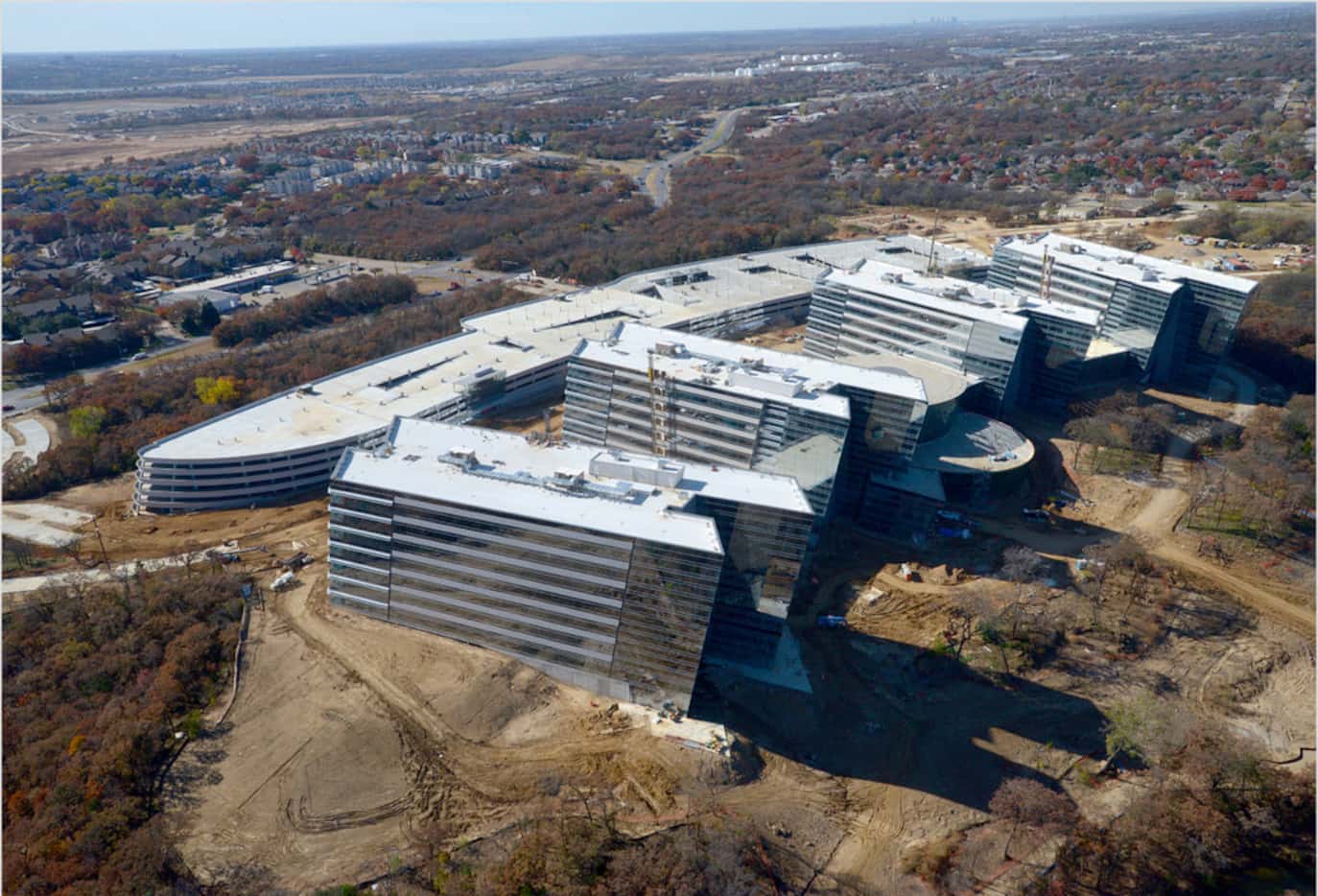 Construction of the new American Airlines "Trinity Complex" headquarters located near Hwy...