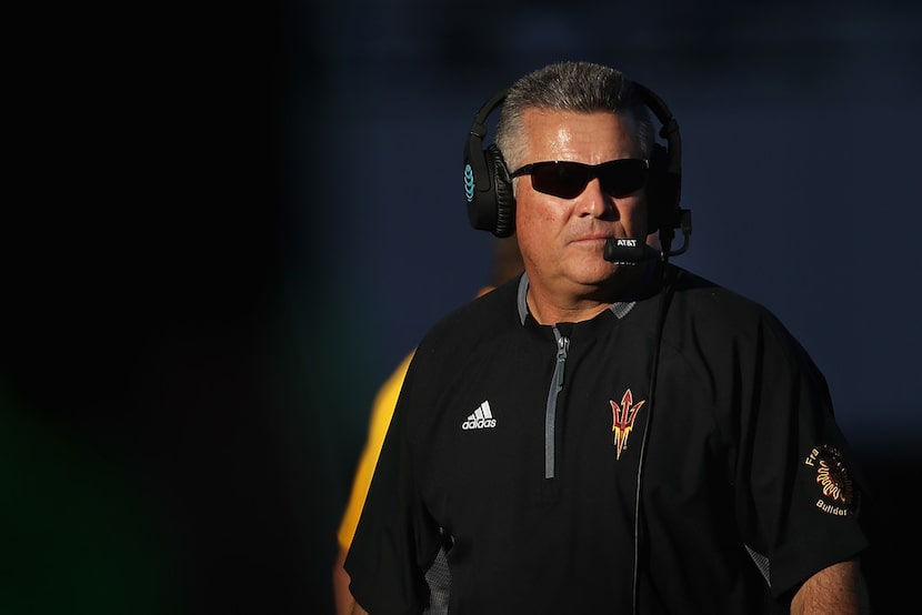 TEMPE, AZ - NOVEMBER 25:  Head coach Todd Graham of the Arizona State Sun Devils watches...