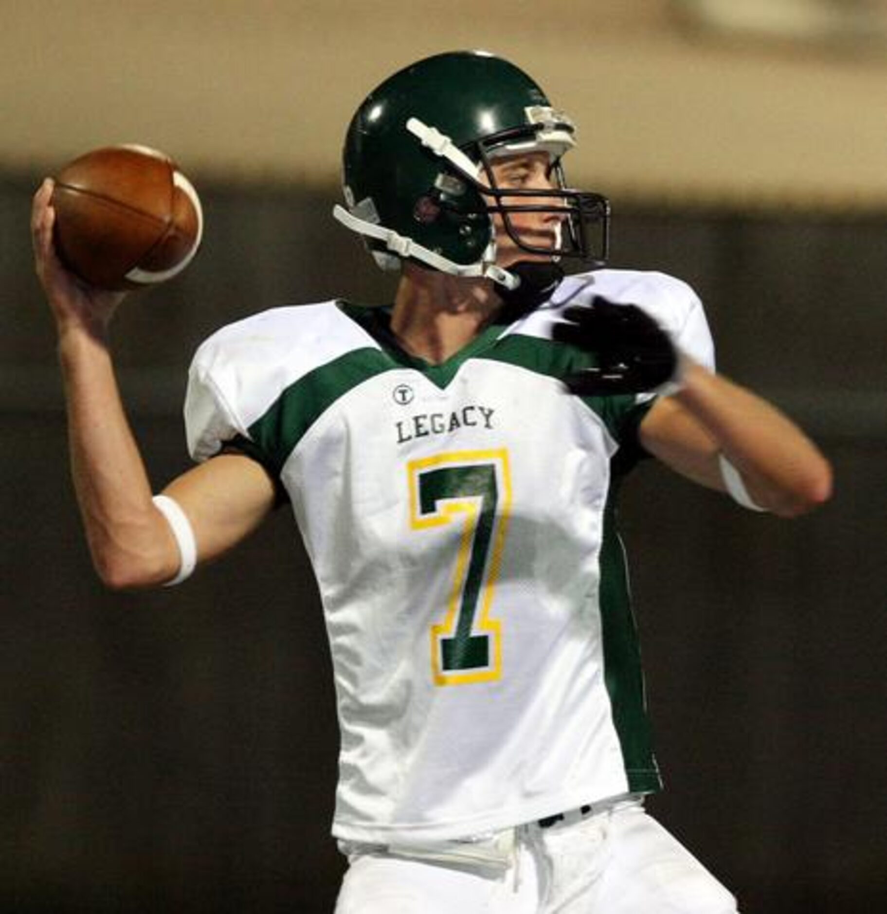 Frisco Legacy Christian quarterback Mark Berry (7) threw for 43 yards against Dallas...