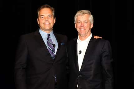 Richard Jones (left) and A. H. Belo chairman and CEO Jim Moroney