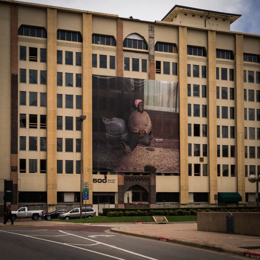 One photograph taken by Richard Andrew Sharum on a wall in Downtown Dallas as part of...