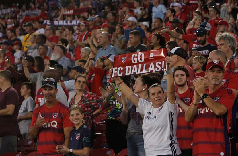 FC Dallas fans show support prior to the start of their match against Real Salt Lake. The...