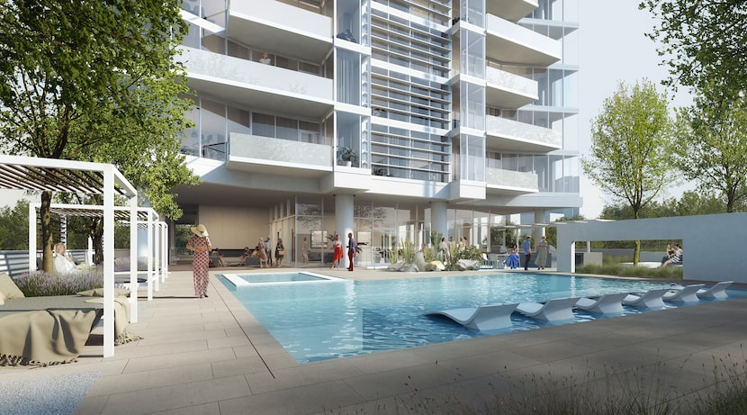 Swimming pool at Crescent Real Estate's 2811 Maple apartment tower in Uptown Dallas.