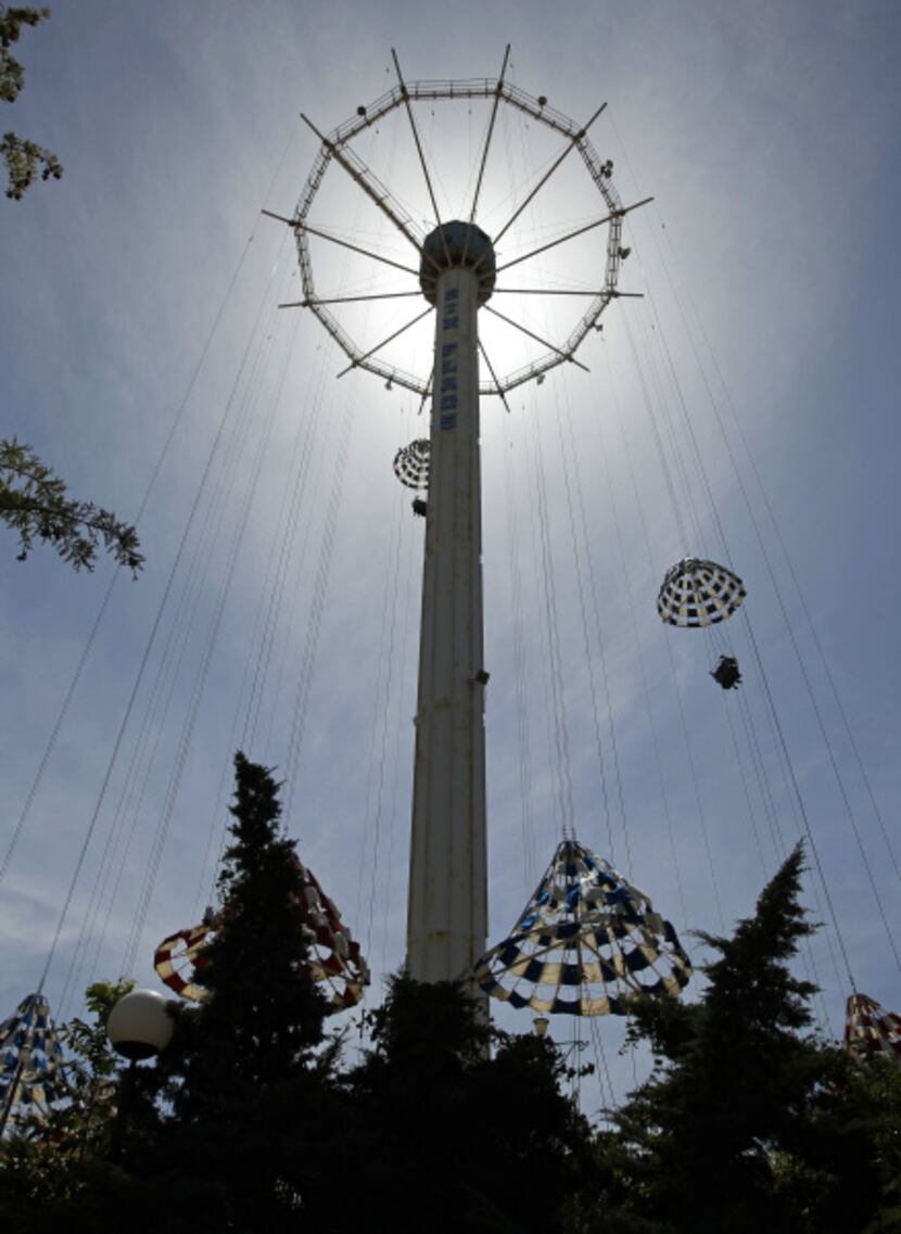 The Texas Chute Out, inspired by a Coney Island ride, lifts passengers 200 feet into the air...