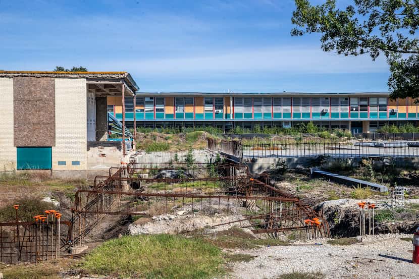 The dilapidated structure of Thomas Jefferson High School is photographed in Dallas on...