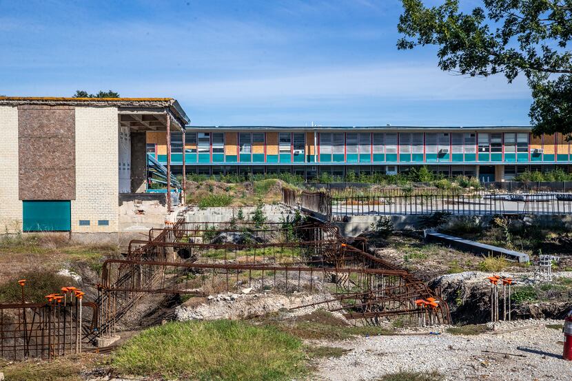 The dilapidated structure of Thomas Jefferson High School is photographed in Dallas on...