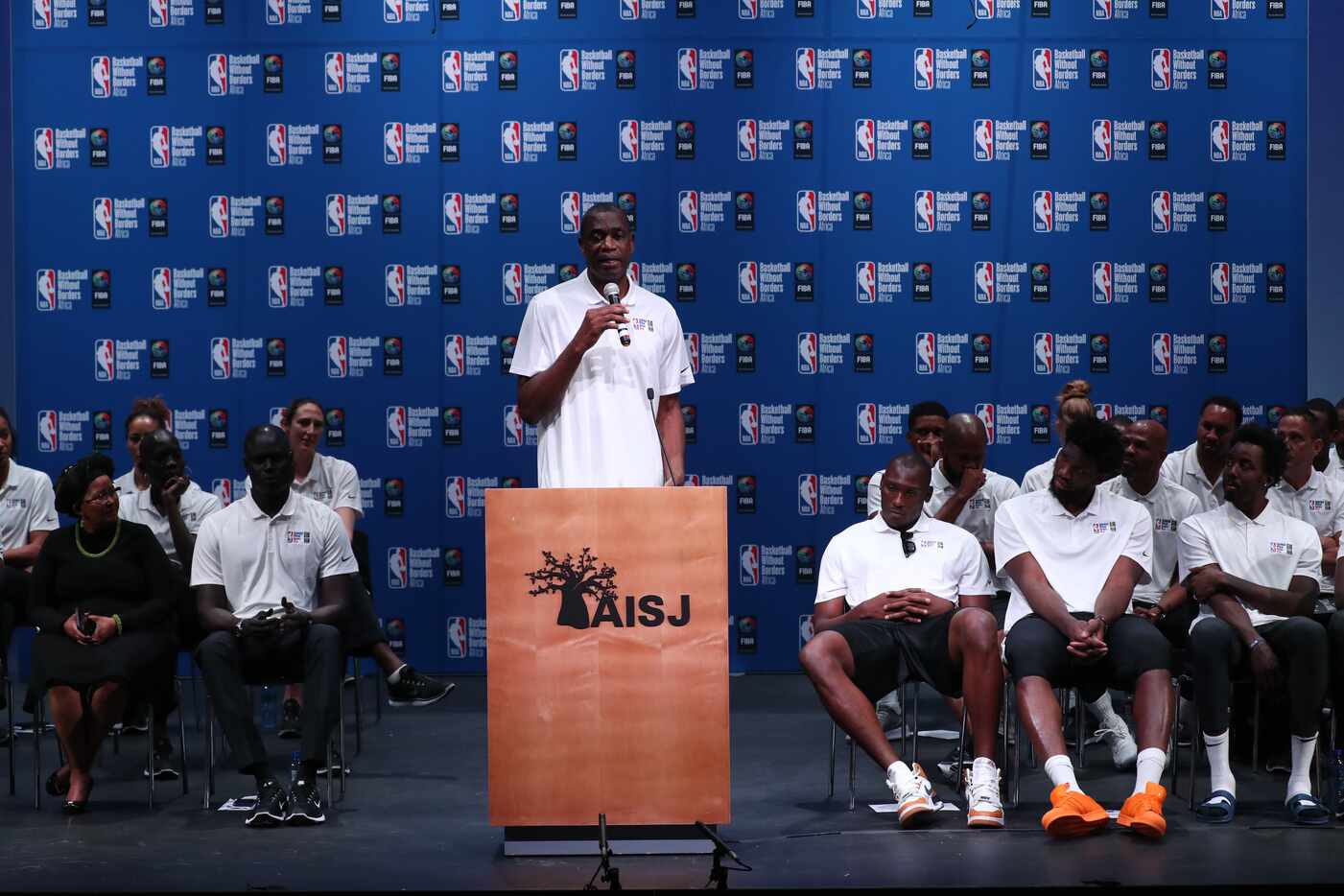 JOHANNESBURG, SOUTH AFRICA - AUGUST 1: NBA Legend Dikembe Mutombo speaks during the Opening...