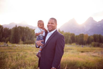  State Rep. Eric Johnson holds his son, William. (Courtesy Eric Johnson)