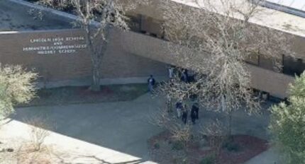  The scene outside Lincoln High School this morning (NBC DFW)