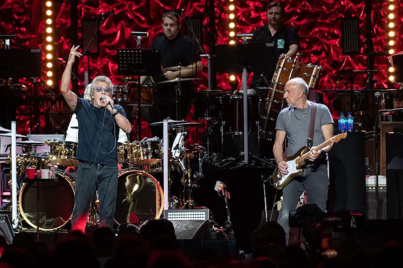 Roger Daltrey (L) and Pete Townshend of British rock band "The Who" perform at the Toyota...