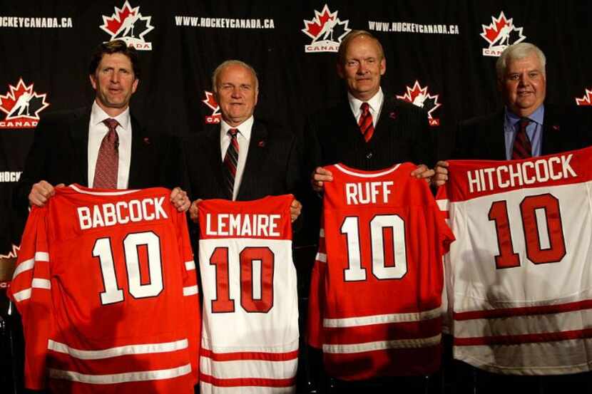 MONTREAL, QC - JUNE 25: (L-R) Team Canada's 2010 Men's Olympic hockey head coach Mike...