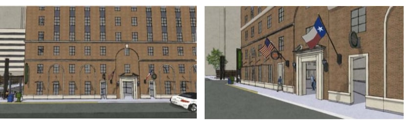 Renovation plans for the Hartford Building include restoration of the brick and stone exterior.