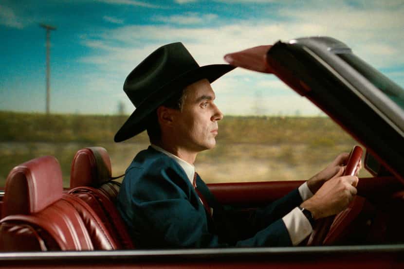 David Byrne in a scene from his film, True Stories (1986), which celebrates North Texas.  