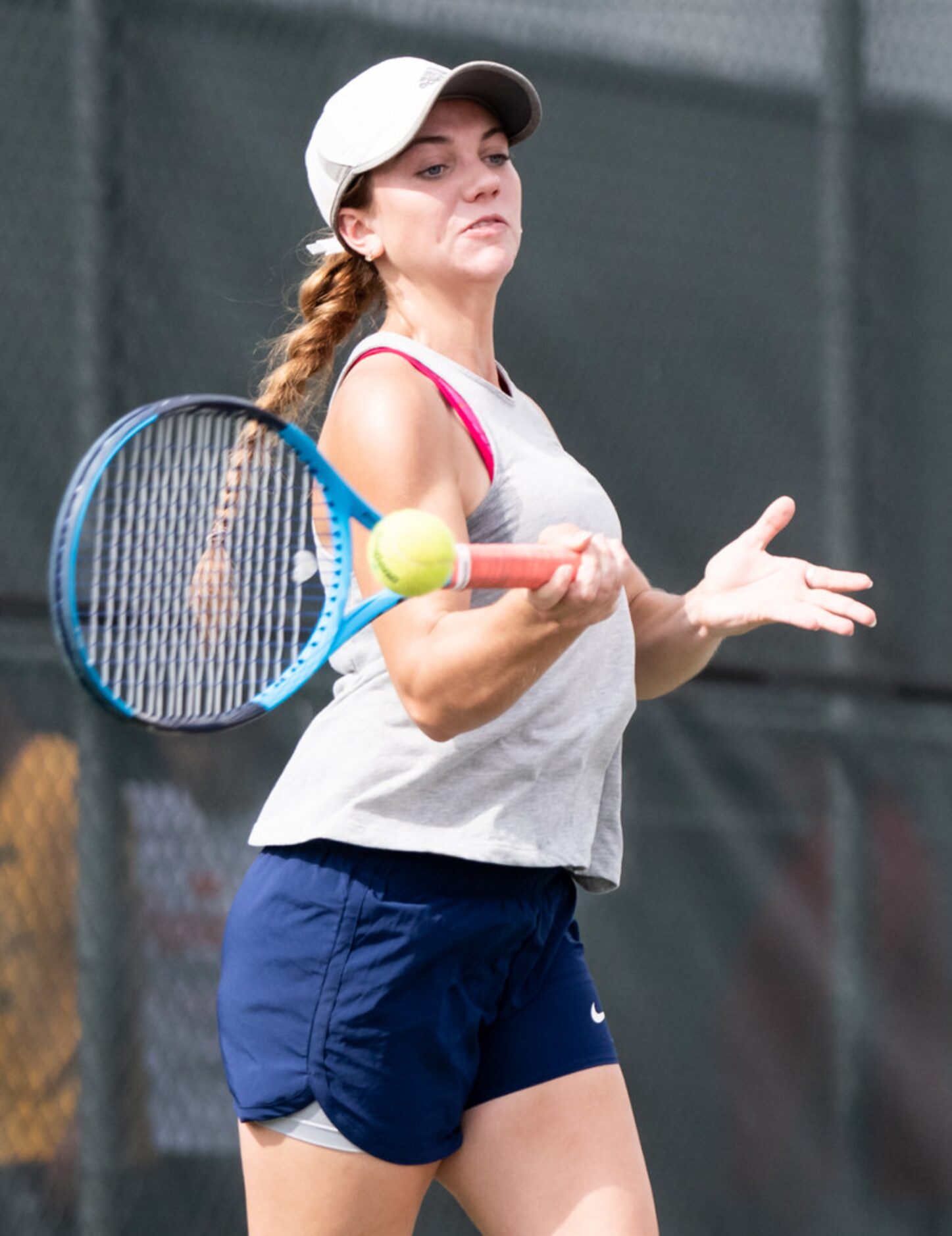 Midlothian Heritage's Haylie Hunger returns the ball in a singles match against...