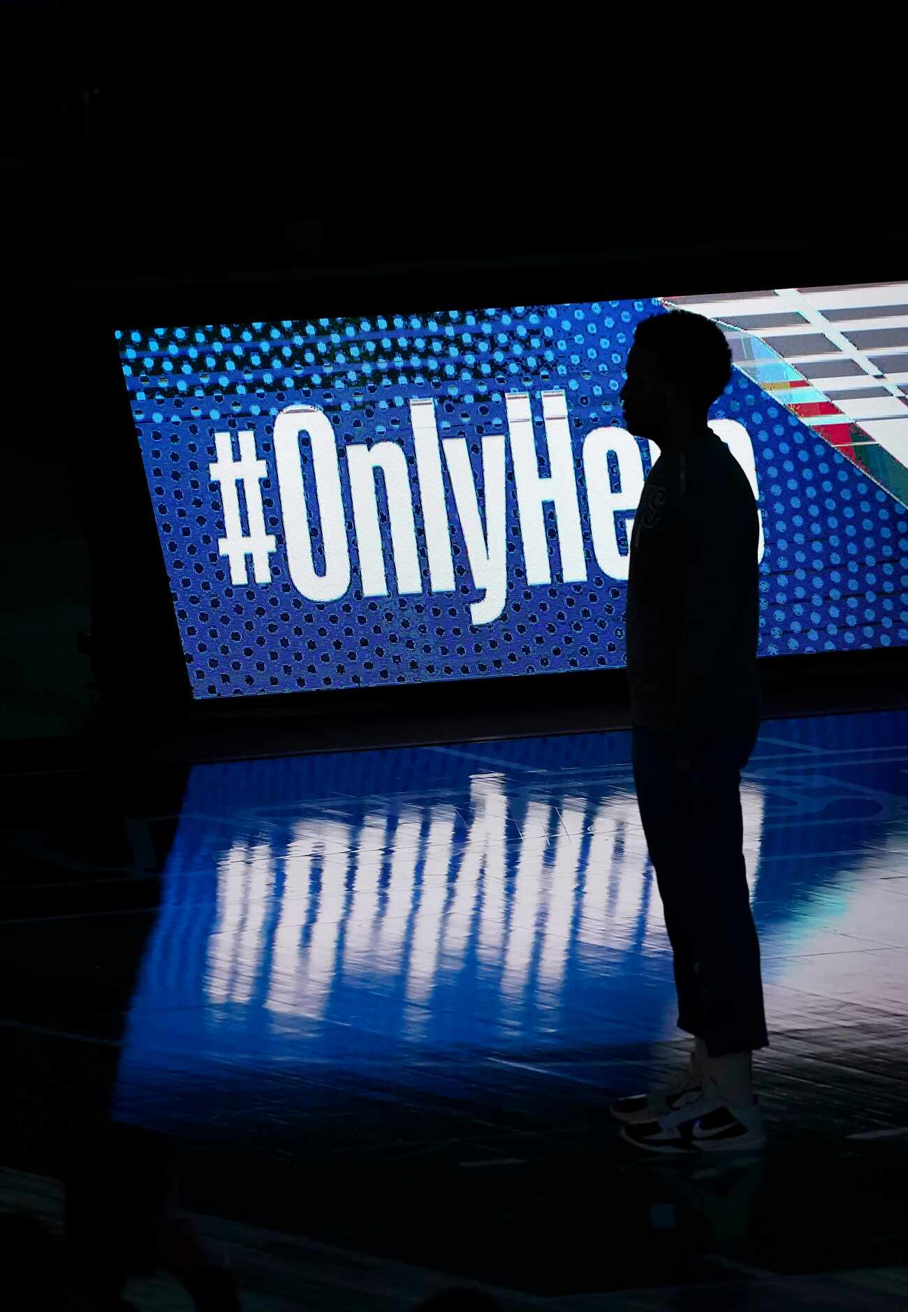 Dallas Mavericks guard Jalen Brunson stands for the pregame introductions before an NBA...