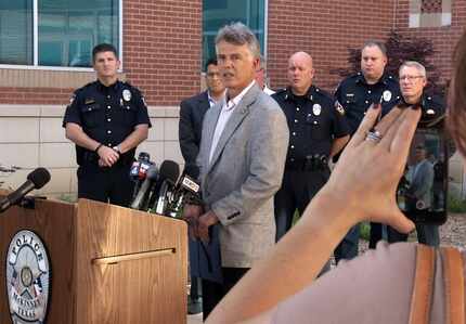 McKinney Mayor Brian Loughmiller spoke at a news conference at police headquarters in June...
