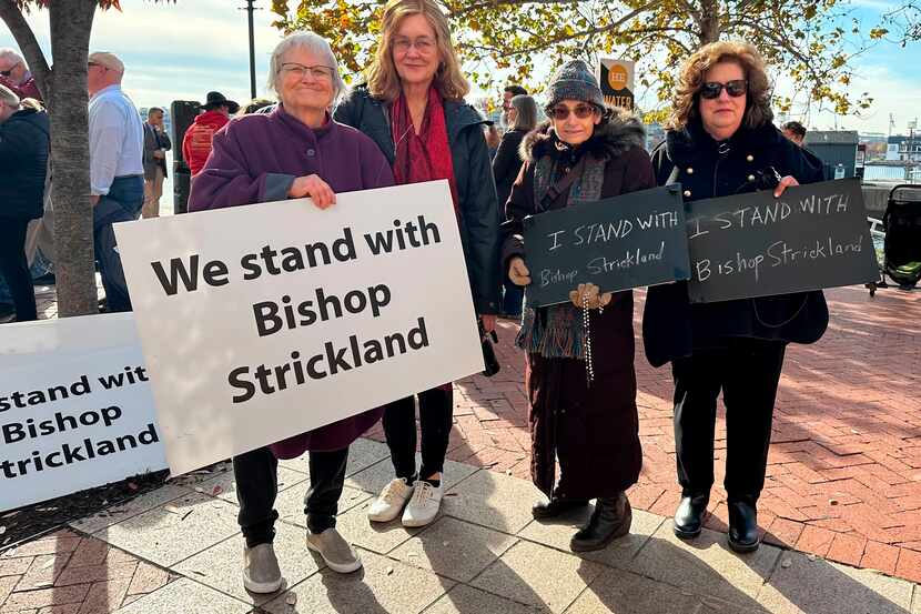 A group of Bishop Joseph Strickland's supporters traveled to the U.S. Conference of Catholic...
