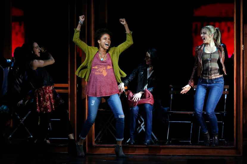 Tamyra Gray (center) plays Kate and Janine DiVita (right) plays her friend, Jane, in...
