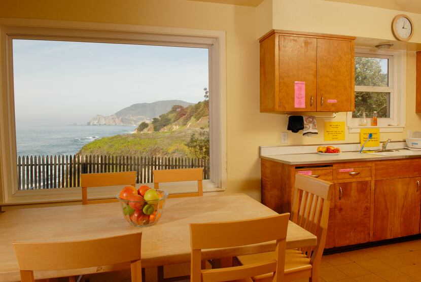 One of Point Montara's two kitchens offers views over the Pacific Ocean, where gray whales...