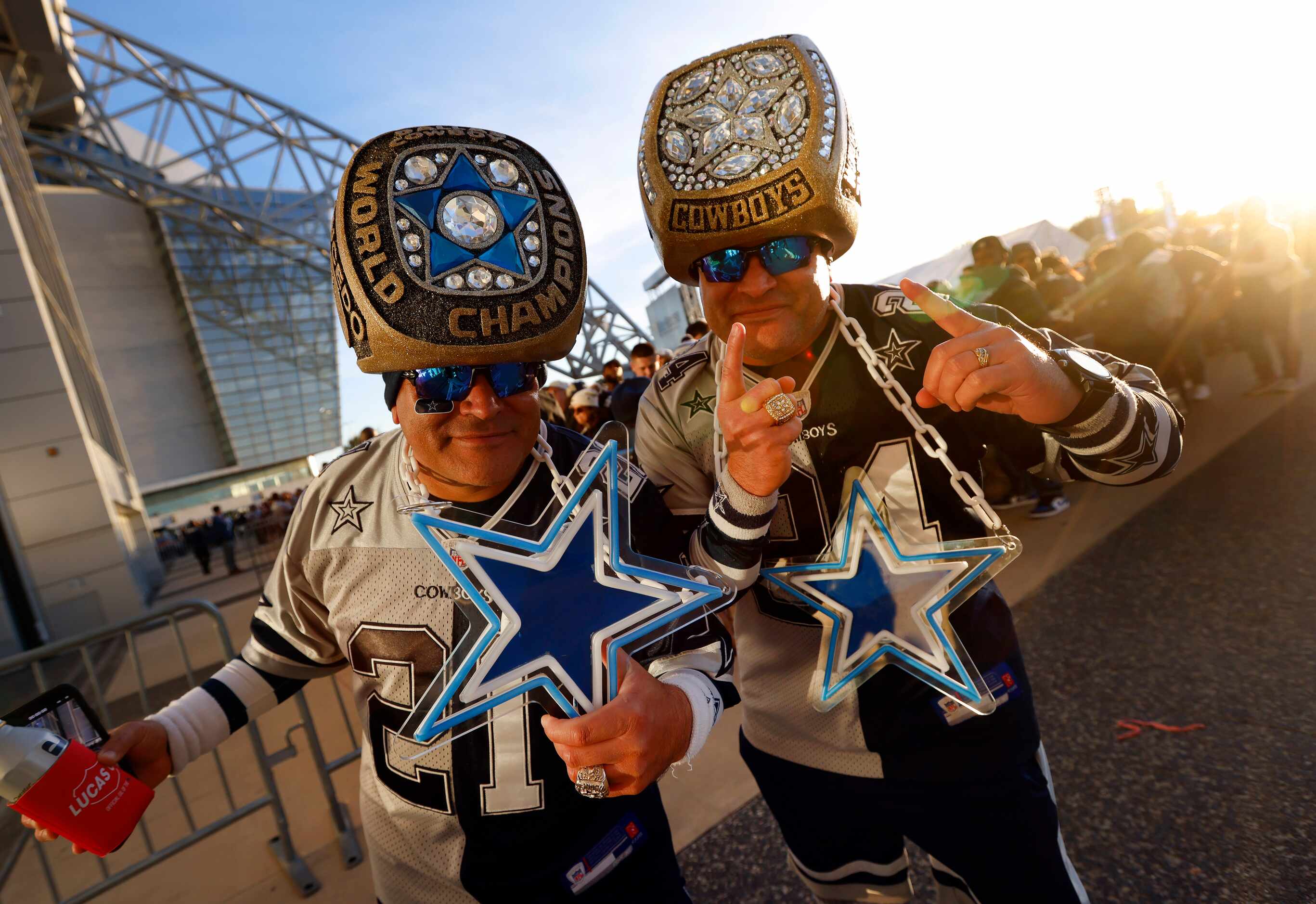 Christopher Saucedo (left) and his brother Steven Saucedo of San Antonio pose with their...