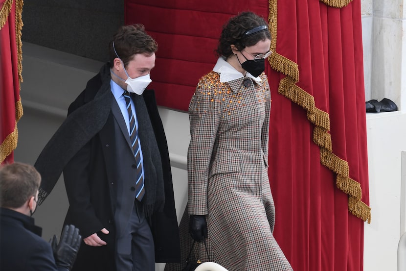 The stepchildren of Vice President-Elect Kamala Harris Cole Emhoff and Ella Emhoff arrive...