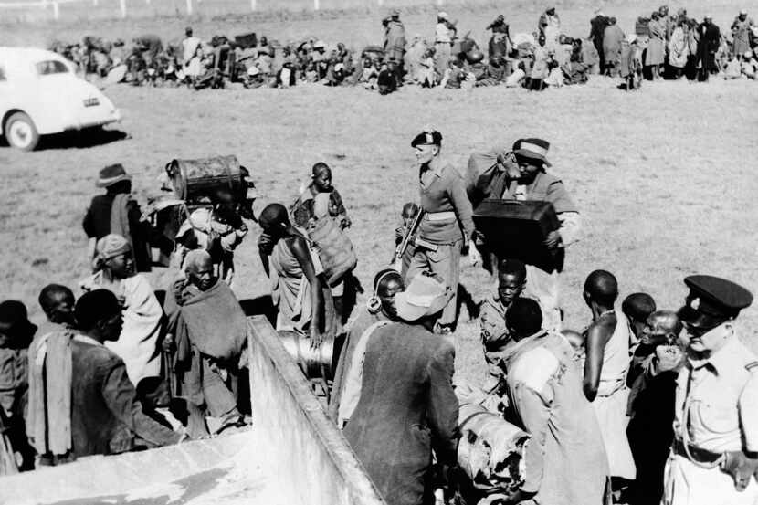 Members of the Lancashire Fusiliers, King's African Rifles, Kenya Police and Kenya Police...