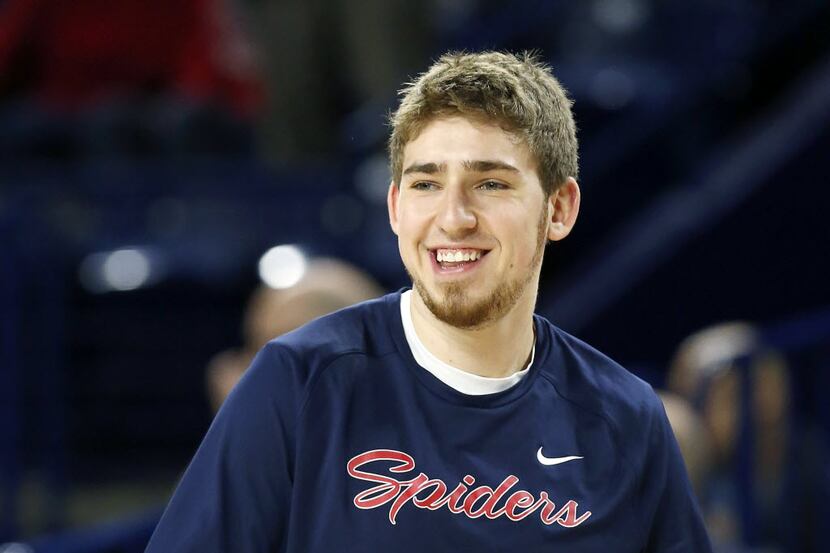 This Saturday Feb. 13, 2016 photo shows University of Richmond's T.J. Cline (10) as he...