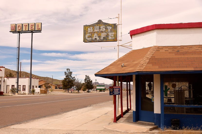 A view of the Sierra Blanca, Texas, business district, March 22, 2023.