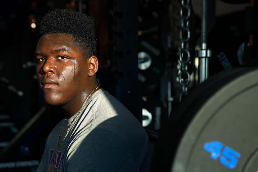 Sunnyvale's Marcus Alexander poses for a portrait in the gym at Sunnyvale High School in...