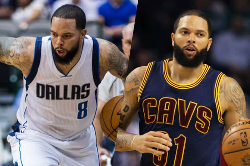 Deron Williams as a member of the Dallas Mavericks (left) and Cleveland Cavaliers.